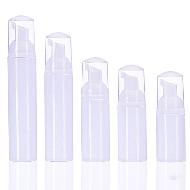 Άσπρο μπουκάλι αντλιών αφρού της PET 30ml με την άσπρη αντλία αφρού
