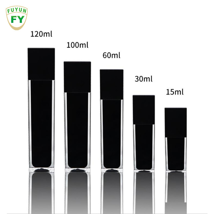 Το Fuyun 15ml/30ml/60ml/100ml/120ml/15g/30g/50g/100g καθαρίζει το μαύρο ακρυλικό πλαστικό διπλοτειχισμένο μπουκάλι μορφής ορθογωνίων χρώματος