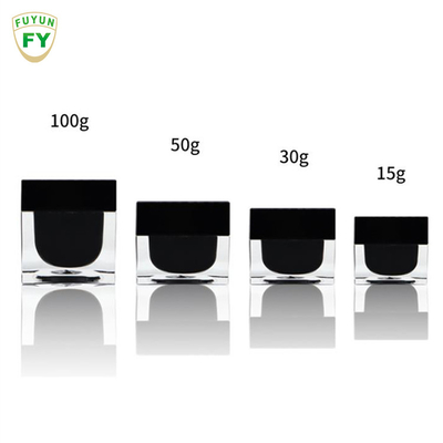 Το Fuyun 15ml/30ml/60ml/100ml/120ml/15g/30g/50g/100g καθαρίζει το μαύρο ακρυλικό πλαστικό διπλοτειχισμένο μπουκάλι μορφής ορθογωνίων χρώματος