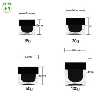 Το Fuyun 15ml/30ml/60ml/100ml/120ml/15g/30g/50g/100g καθαρίζει το μαύρο ακρυλικό πλαστικό διπλοτειχισμένο μπουκάλι μορφής ορθογωνίων χρώματος