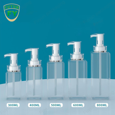 Σαφές άσπρο τετραγωνικό μπουκάλι 300ml 400ml 600ml 800ml διανομέων αντλιών σαμπουάν