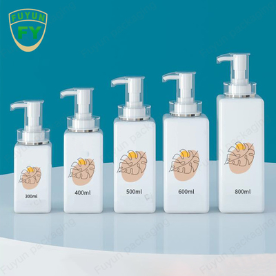 Σαφές άσπρο τετραγωνικό μπουκάλι 300ml 400ml 600ml 800ml διανομέων αντλιών σαμπουάν